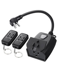 Outdoor Dimmer for String Lights, Two-Remote Control Dimmable Plug, 100FT Range,
