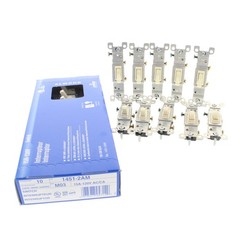 Leviton 1451-2A Almond On/Off Single Pole Toggle Wall Light Switch 15A 120V 10pc