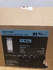 BESTTEN 3 Way Rocker Light Switch White 15A/120V-277VAC Model#USP-LS03N 29 PACK
