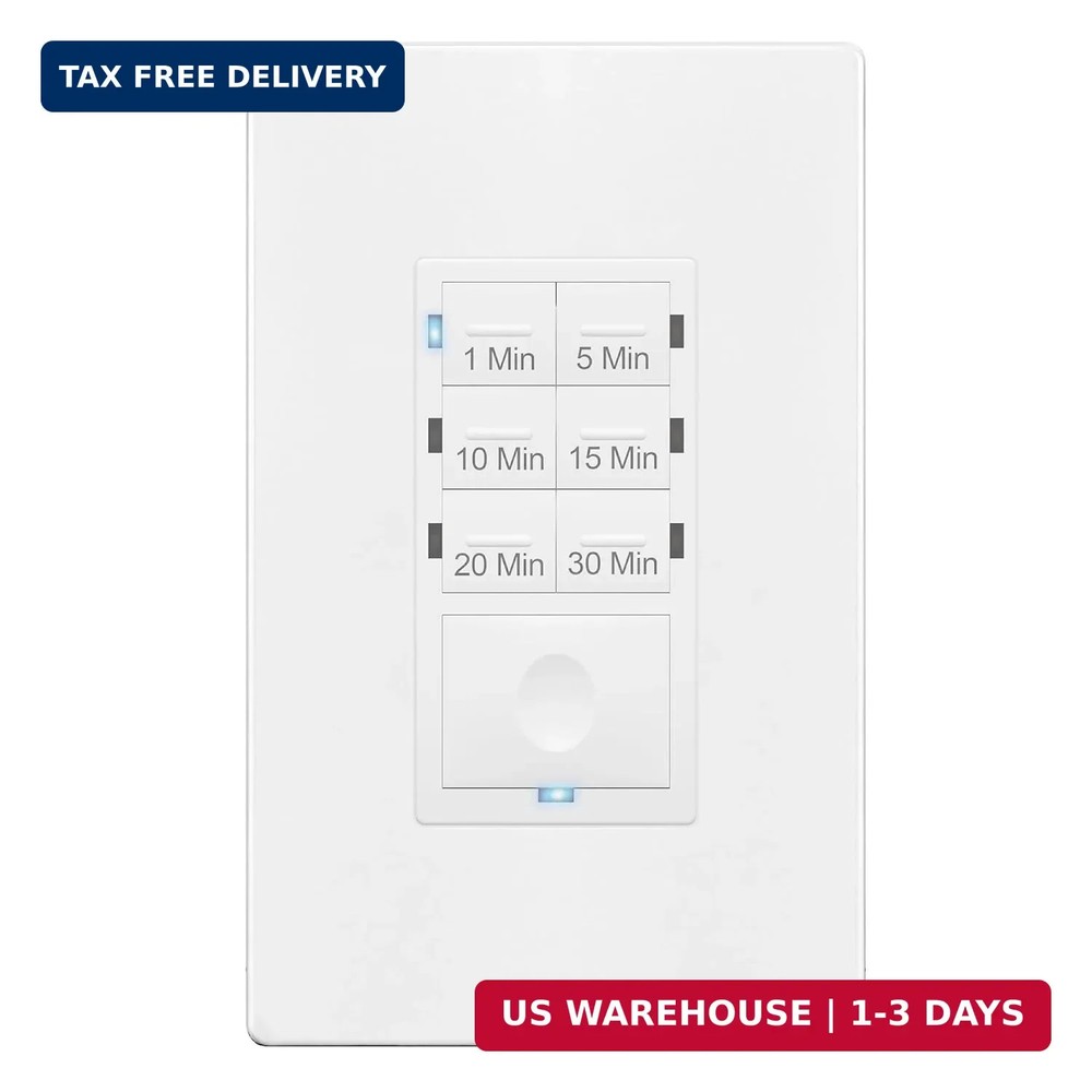 ENERLITES Countdown Timer Switch for Bathroom Fans and Lights, 1-30 Min, Neutral
