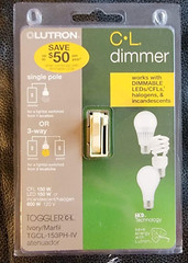 Lutron C L Dimmer TGCL-153PH-IV 15W LED CFL 600W Incandescent Halogen Ivory
