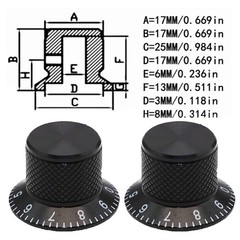 Sleek Design Aluminum Potentiometer Knobs Compatible with Electric Guitars