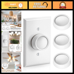4 Pack Rotary Dimmer & Fan Control Knob, 0.25″ D Shape Shaft, White, Compatible