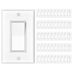 50 Pack Single Pole Light Switch with Wall Plate, UL Listed, 15A 120/277V, On/Of