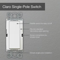 Claro On/Off Switch, 15 Amp/Single Pole, Black (CA-1PS-BL)