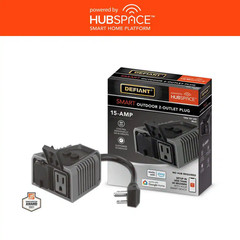 15 Amp 120-Volt Smart Wi-Fi Bluetooth Outdoor Plug with 2-Outlets Powered by Hub