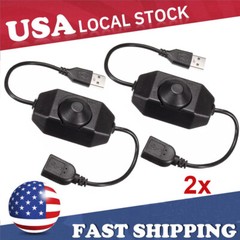 2pc 5V USB PWM Rotary Inline Dimmer Switch for LED Strips Lights Black