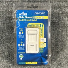 Leviton Slide Dimmer Preset Switch Decora Locator Light White + Almond No. IPI06