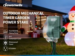 DEWENWILS Outdoor Digital Timer 6 Outlet Power Stake for Christmas Lights
