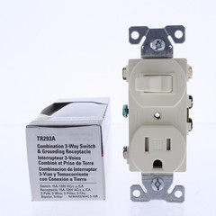 Cooper TR293A Almond Tamper Resistant 3-Way Toggle Switch 15A Outlet Receptacle