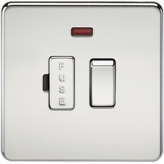 Spur Unit Fuse Switch 13A Screwless With Neon – Polished Chrome