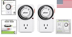 Energy Efficient 24-Hour Timer for Aquariums & Grow Lights – 2 Pack for Home Use