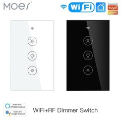 MOES WiFi RF Smart Dimmer Light Switch Wall Touch Glass Panel Alexa Google APP