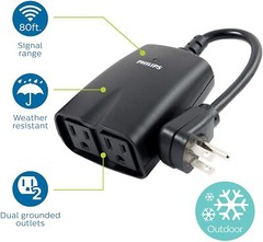 Philips Outdoor Lighting Control Plug -in w/Wireless Remote 2 Grounded Outlet
