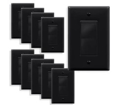 15 Amp Single Pole Decorator Rocker Light Switch with Midsize Wall Plate, Black