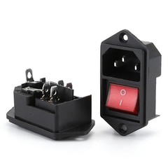 Robust IEC Connector Socket with Red Switch and Fuse Efficient Power Solution