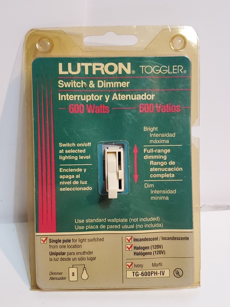 NEW SEALED LUTRON TOGGLER SWITCH DIMMER IVORY TG-600PH-IV SINGLE POLE 600 WATTS