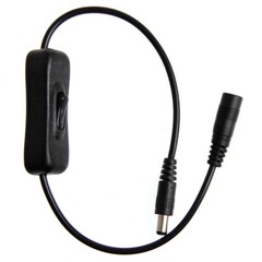 DC5.5×2.1mm Male to Female Plug Cable LED Strip Black Extension Cord with Switch
