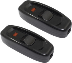 2 Pcs 10A 250V Inline On/Off Switch, Black Light Switch for Table Lamps in Bedro