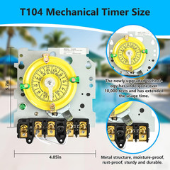 T104 Mechanical Timer Switch,208-277V AC DPST 40A,Pool Pump Switch,Heavy Duty Po