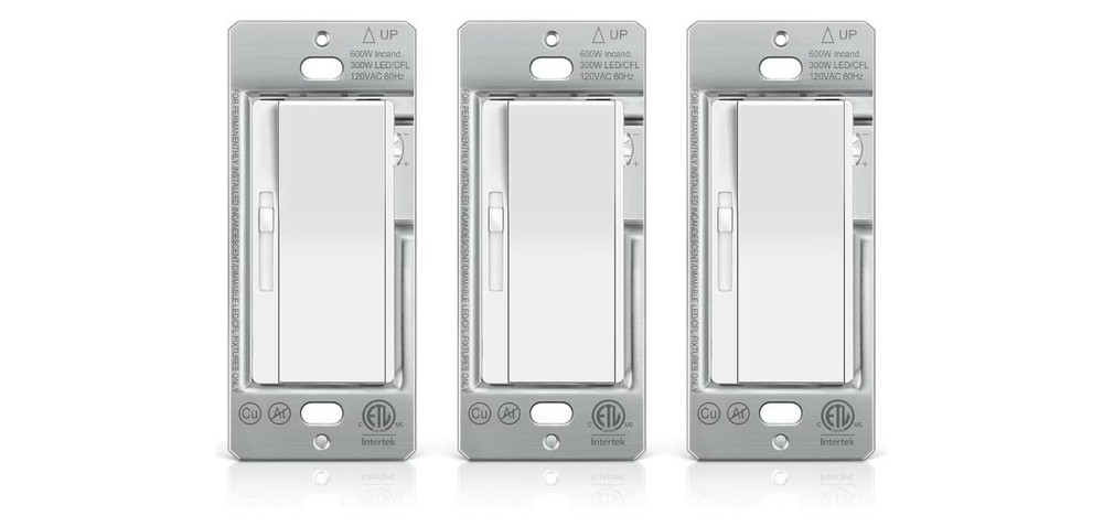 BESTTEN 3-Pack Slide Dimmer Light Switch, Quiet Slim Rocker, White