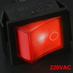 Heschen Rocker Switch On-Off DPST 4 Terminals Red Light 16A 250VAC with Waterpro