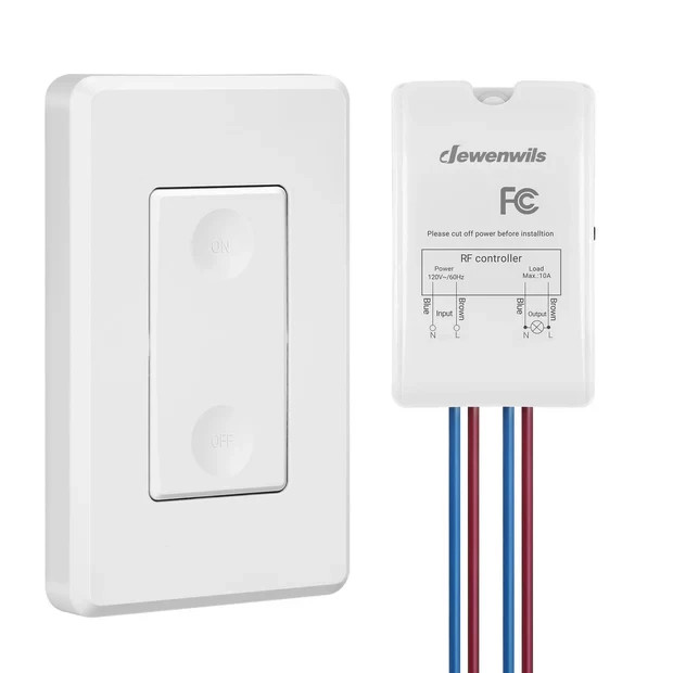 DEWENWILS HRLS11D1 WIRELESS REMOTE CONTROL WALL LIGHT SWITCH KIT 100′ RF RANGE