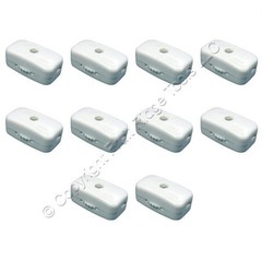 10 Miniature Leviton White Feed-Through Lamp Cord Switches 3A/6A 125V 423-3KW