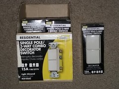 6 Hubbell Residential Single Pole 3-Way Combo Decorator Switch Almond RCD103LAZ