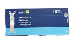 (10-Pk) Leviton Single-Pole Switch 15 A – 120 V M24-1451-2WM