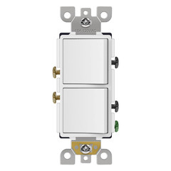 CML Double Rocker Decorator Light Switch, Dual Single Pole Paddle In-Wall Switch