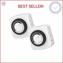 BN-LINK Indoor Timers Plug Mechanical 2 Prong 24-Hour Mini Lamp Timers 2 Pack, f