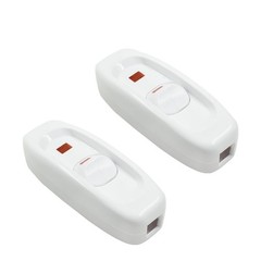 2 Pcs White Inline Switch Push Button On/Off Cord Appliance Switch with LED Ligh