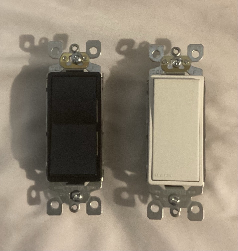 Leviton Decora Switch Bundle – (1) Single Pole White 5601 & (1) 3-Way Black 5603