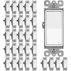 100 Pack Single-Pole Decorator Light Switch, Paddle Wall Switch, 15A 120/277V, O