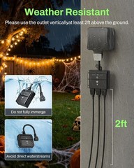 Waterproof Outdoor Light Timer with 3 Grounded Outlets for Dusk to Dawn Control