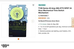 Intermatic T104M 24-Hour Mechanical Timer Switch 208–277V 40A DPST–New Open Box