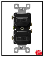 Duplex Double Toggle Light Switch, Residential Grade, 15A 120V, UL Listed