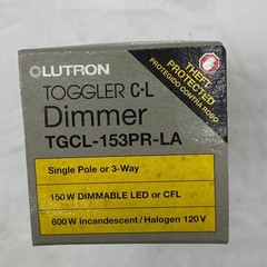 LUTRON TCGL-153P DIMMER SWITCH, C-L DIMMER TGCL-153PR-LA, 120V 60HZ