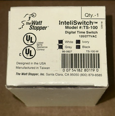 Watt Stopper InteliSwitch TS-100 Digital Time Switch 120/277VAC Ivory 85-087 082