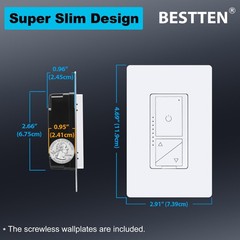 Bestten 5 Pack Super Slim Digital Dimmer Light Switch Screwless Wallplate