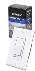 BESTTEN single SLIM Dimmer Light Switch, Single-Pole or 3-Way, White 120v