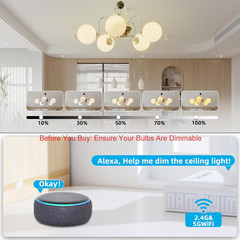 Wireless Dimmer Switch, Remote Light Switch and Receiver Kit, Compatible with Al