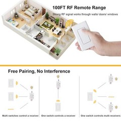 3 Way Wireless Light Switch No Wiring No Wifi 100ft Rf Range Preprogrammed Expan