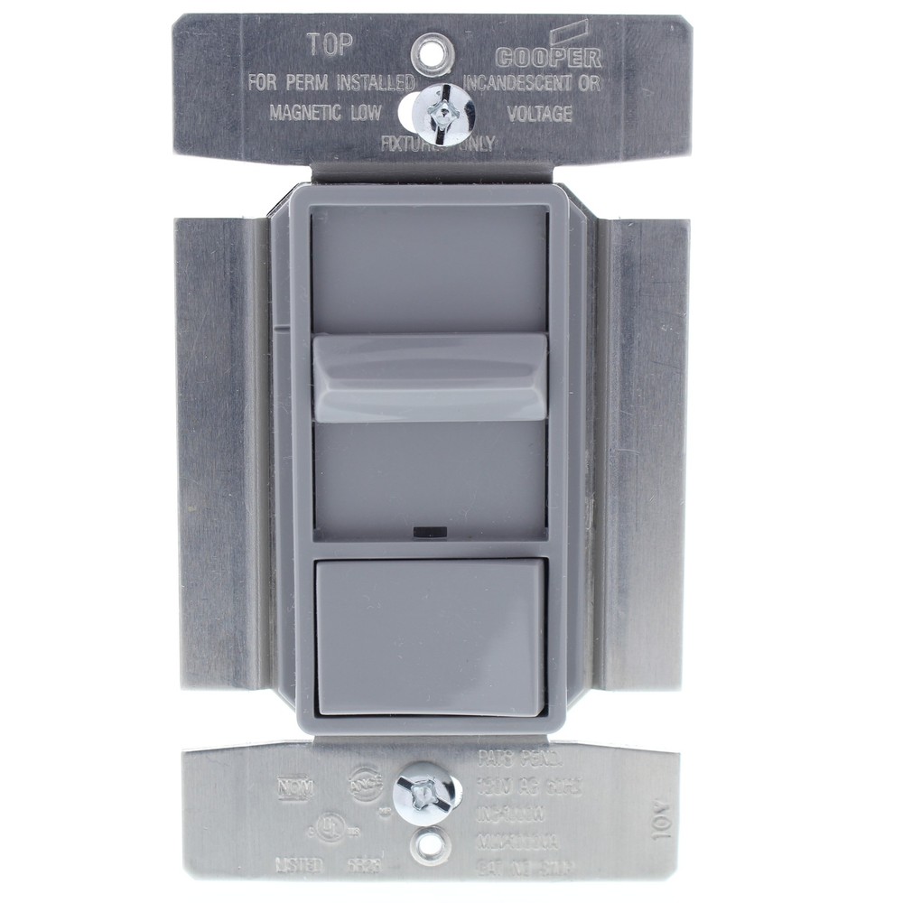 Cooper Gray Preset Magnetic LV Full Slide Dimmer 1-Pole 3-Way 120V 1000W SI10P
