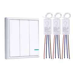 Wireless Light Switch, 3 Gang Wall Switch with Mini Receiver, Outdoor 1900ft …