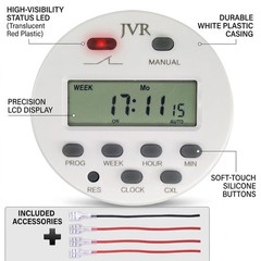 JVR 12V Timer Switch – Programmable DC/AC/Solar Relay White