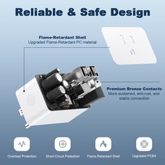 Remote Control Outlet Plug Wireless Light Switch 15A/1800W 3 Outlets 1 Remote