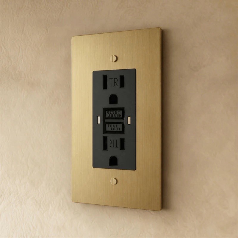 Residence Supply Brass Outlet GFCI 15A 125V Black Gold Decorator Receptacle