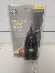 NEW GE Photocell Electronic 2-Outlet Digital Timer for Automating Outdoor Lights